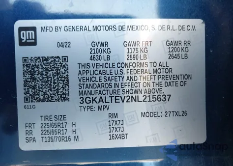 2022 GMC Terrain Awd Sle from USA, damaged, VIN 3GKALTEV2NL215637